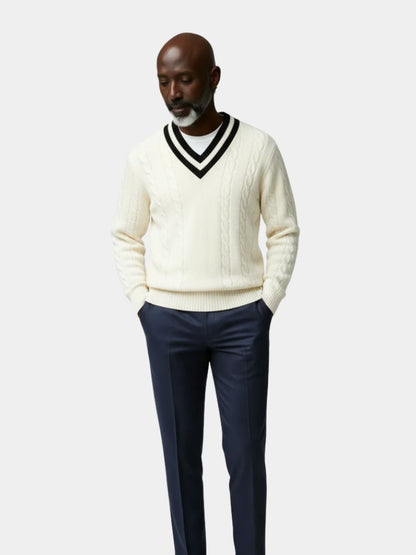 Minimalist V-Neck Sweater - Cross & Crown