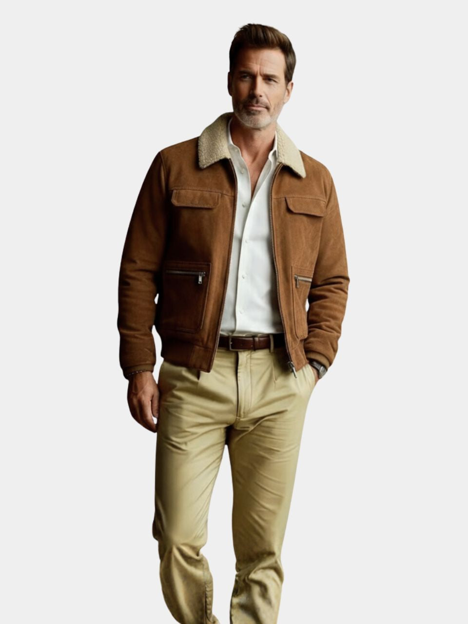 Essential Fleece Suede Jacket - Cross & Crown