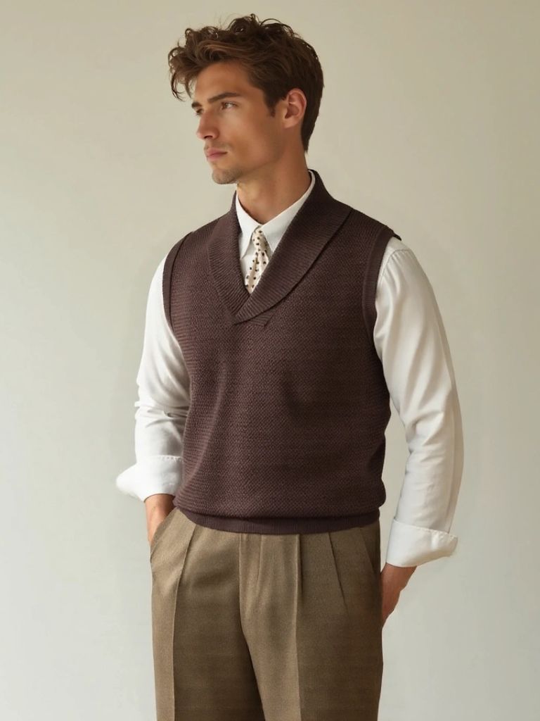 British Knit Vest Waistcoat - Cross & Crown