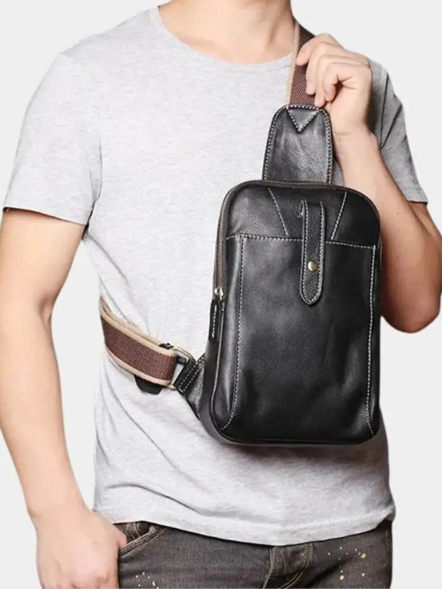 Minimalist Leather Shoulder Bag - Cross & Crown