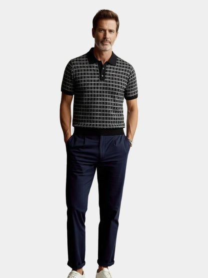 Classic Noir Knit Polo Shirt - Cross & Crown
