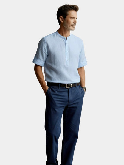 Casual Henley Neck Long Sleeve T-Shirt - Cross & Crown