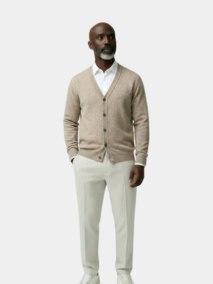 100% Merino Wool V Neck Knitwear Cardigan Sweater - Cross & Crown