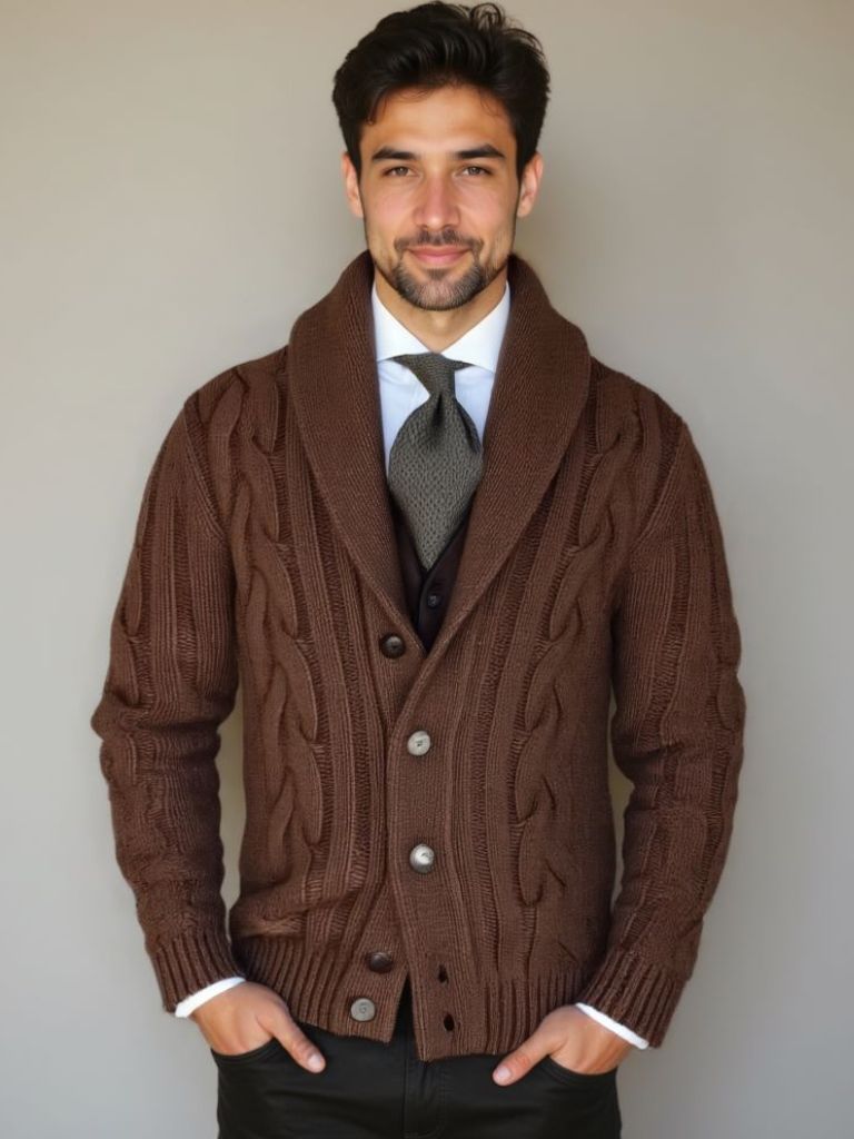 Men's Knitted Cardigan - Cross & Crown