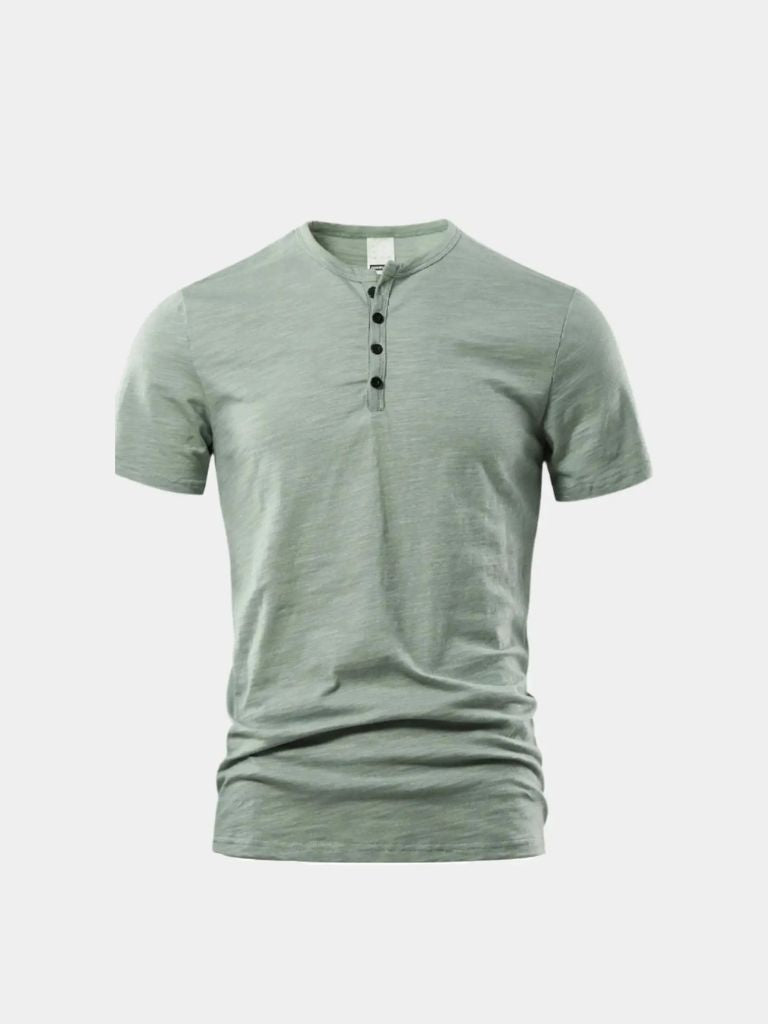 Camiseta informal esencial con cuello Henry - <tc>Cross & Crown</tc>