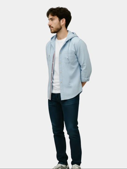 Light Covenant Linen Hooded Shirt  – Cross & Crown