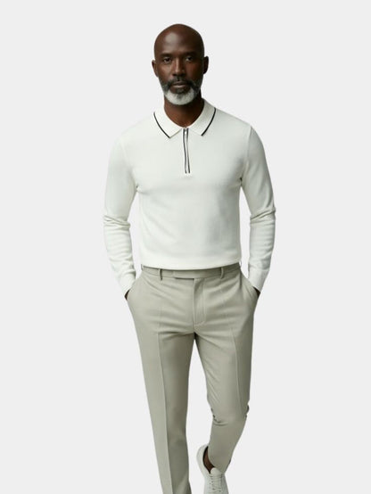 Ivory Elite Long Sleeve Polo – Cross & Crown
