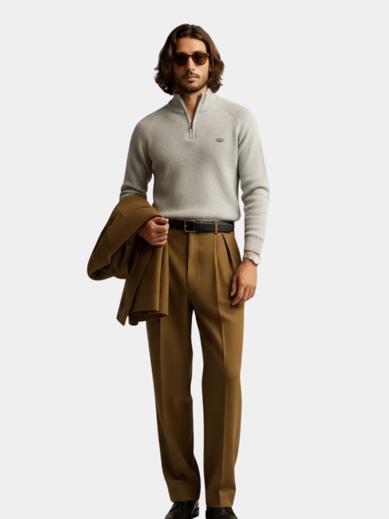 Elegant Quarter Zip Sweater - Cross & Crown