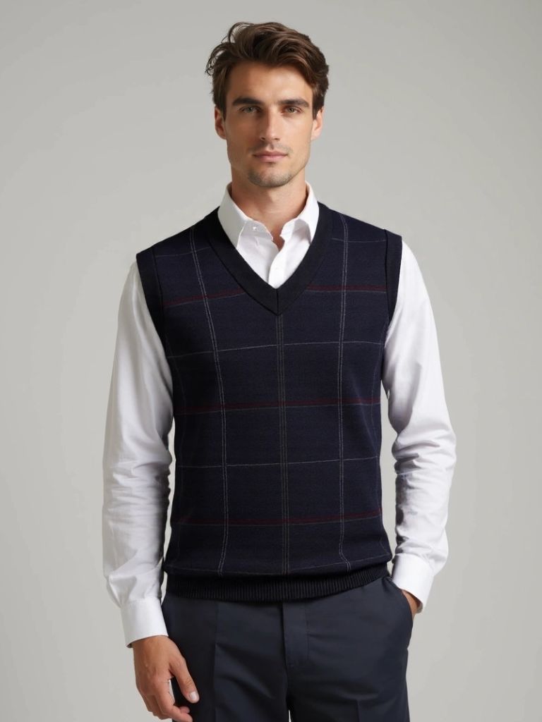 Academic Checkered Kinit Vest - Cross & Crown