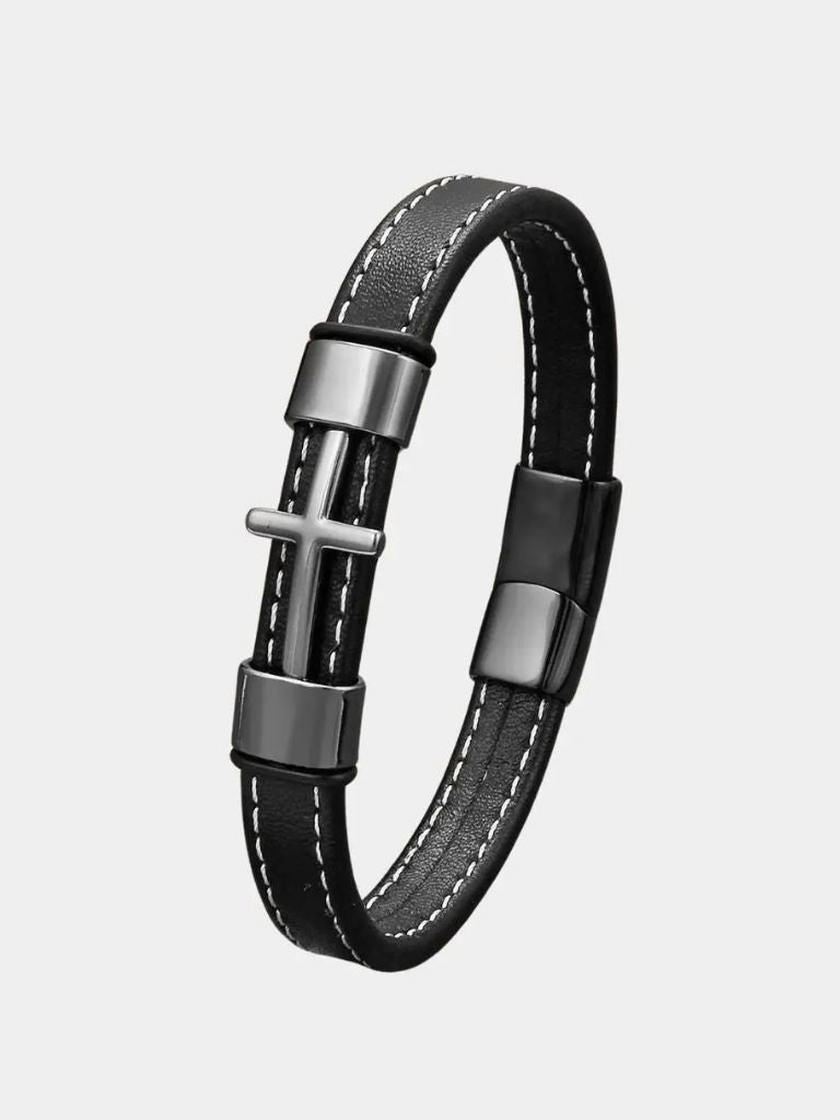 Cross Men's Bracelets Leather - Cross & Crown
