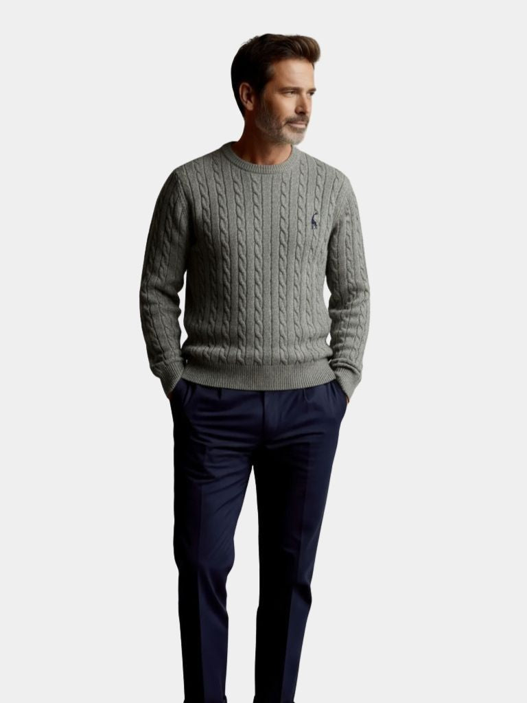 Cotton  Crew Neck Pullover Sweater - Cross & Crown