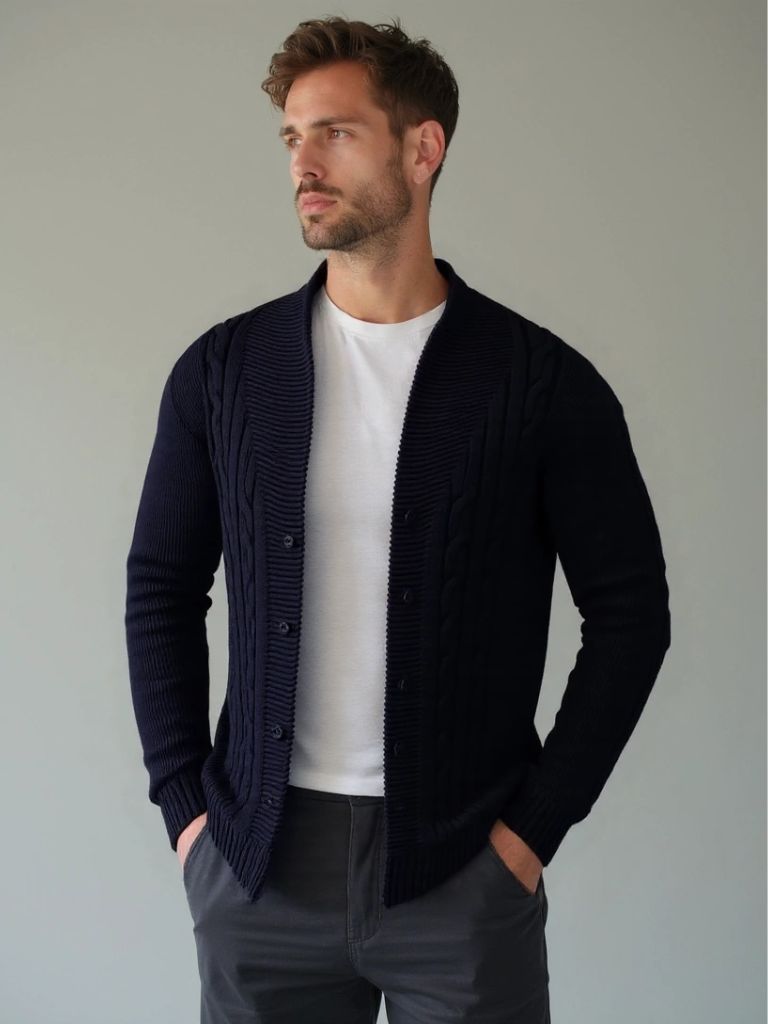 Men's Elegant Knit Cardigan - Cross & Crown