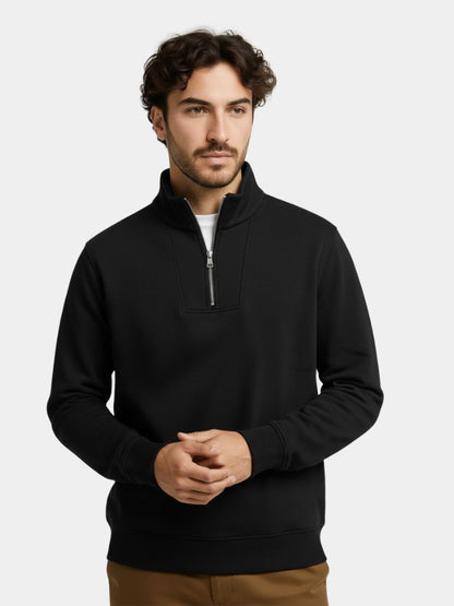 Zip Black Lapel Sports Hoodie Sweatshirt - Cross & Crown