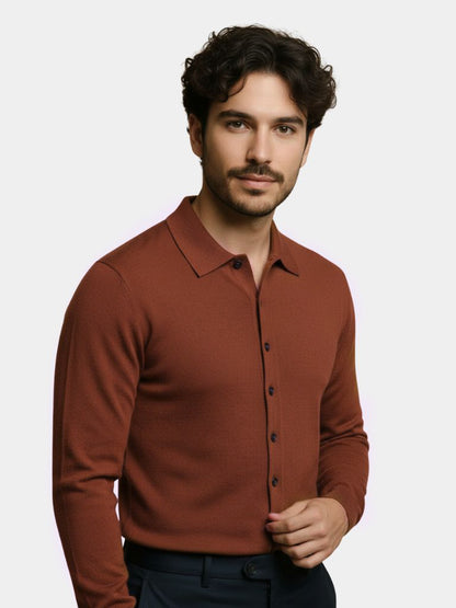 100% Cashmere Polo Cardigan - Cross & Crown