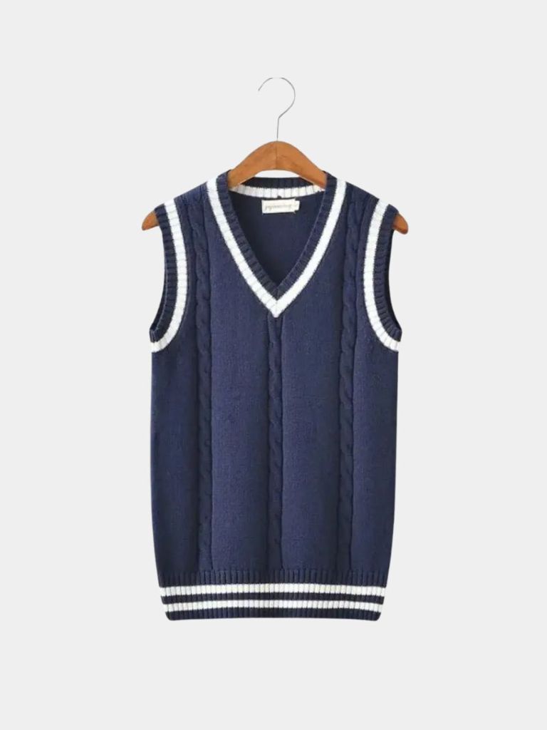 V Neck Elegant Knit Vest - Cross & Crown