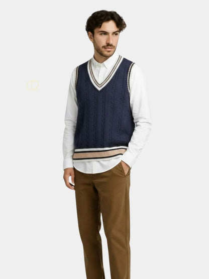 V Neck Elegant Knit Vest - Cross & Crown