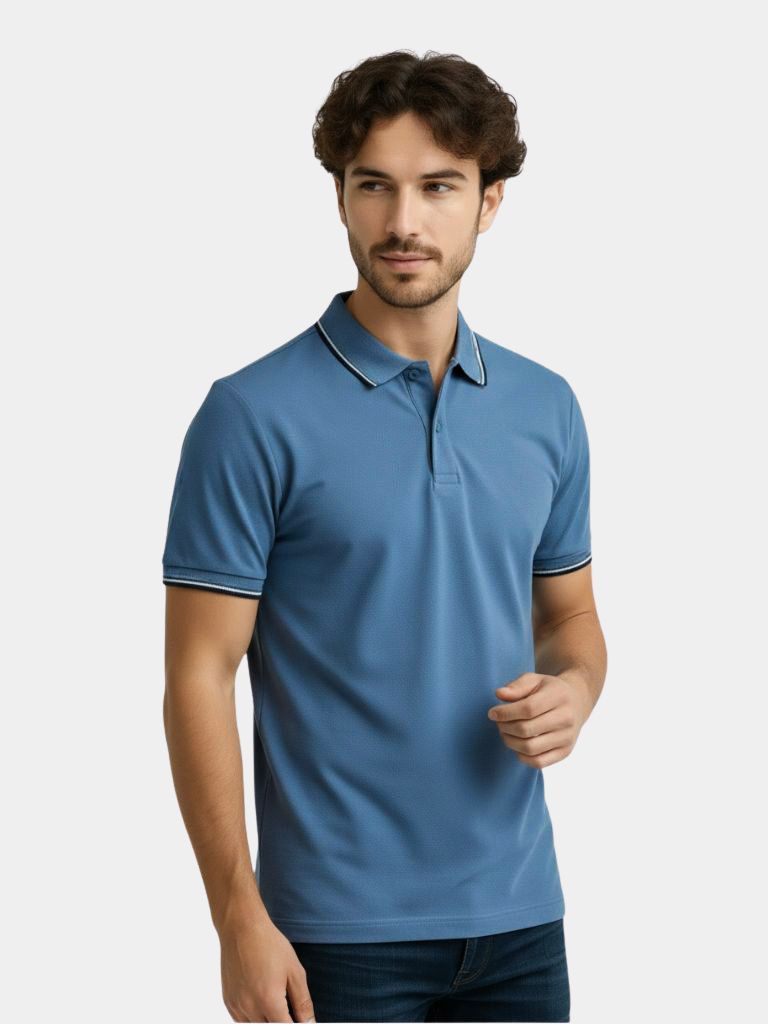 Azure Classic Polo – Cross & Crown