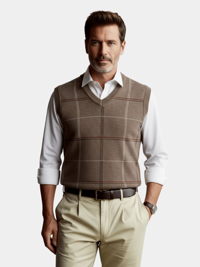 Academic Checkered Kinit Vest - Cross & Crown