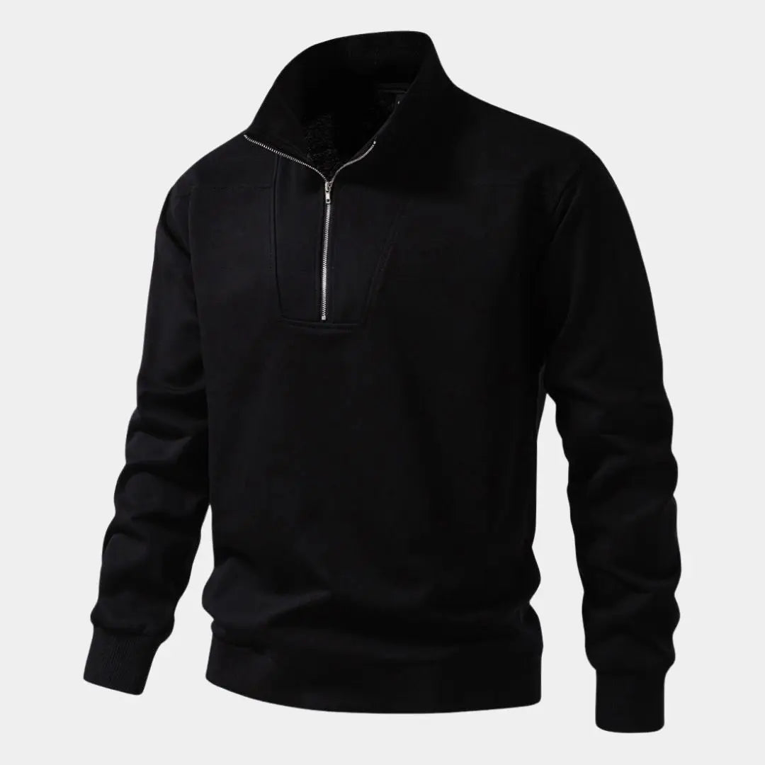 Zip Black Lapel Sports Hoodie Sweatshirt - Cross & Crown Cross & Crown