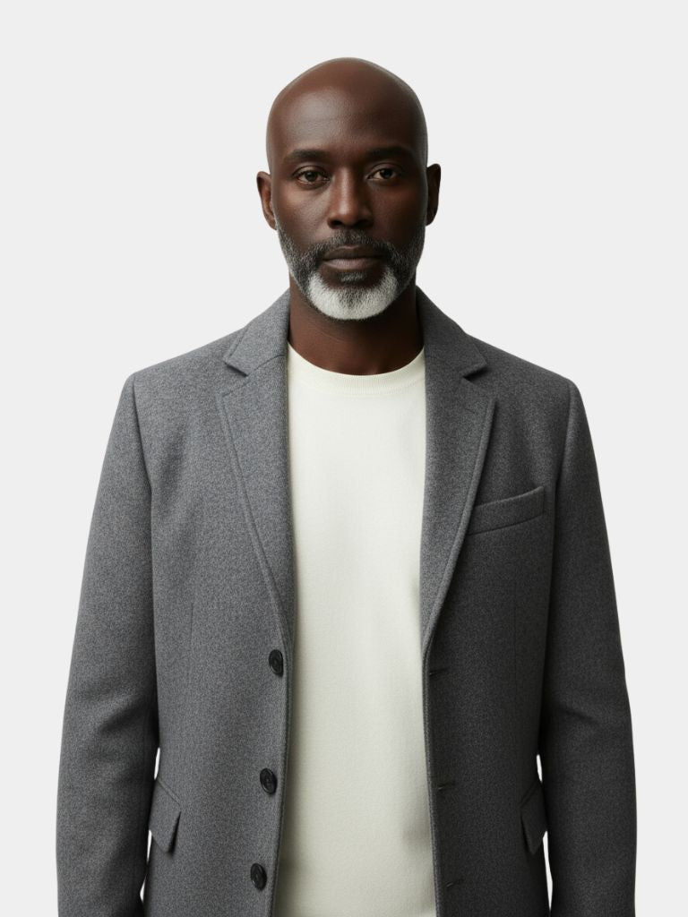 Mens Wool Blend Trench Coat - Cross & Crown