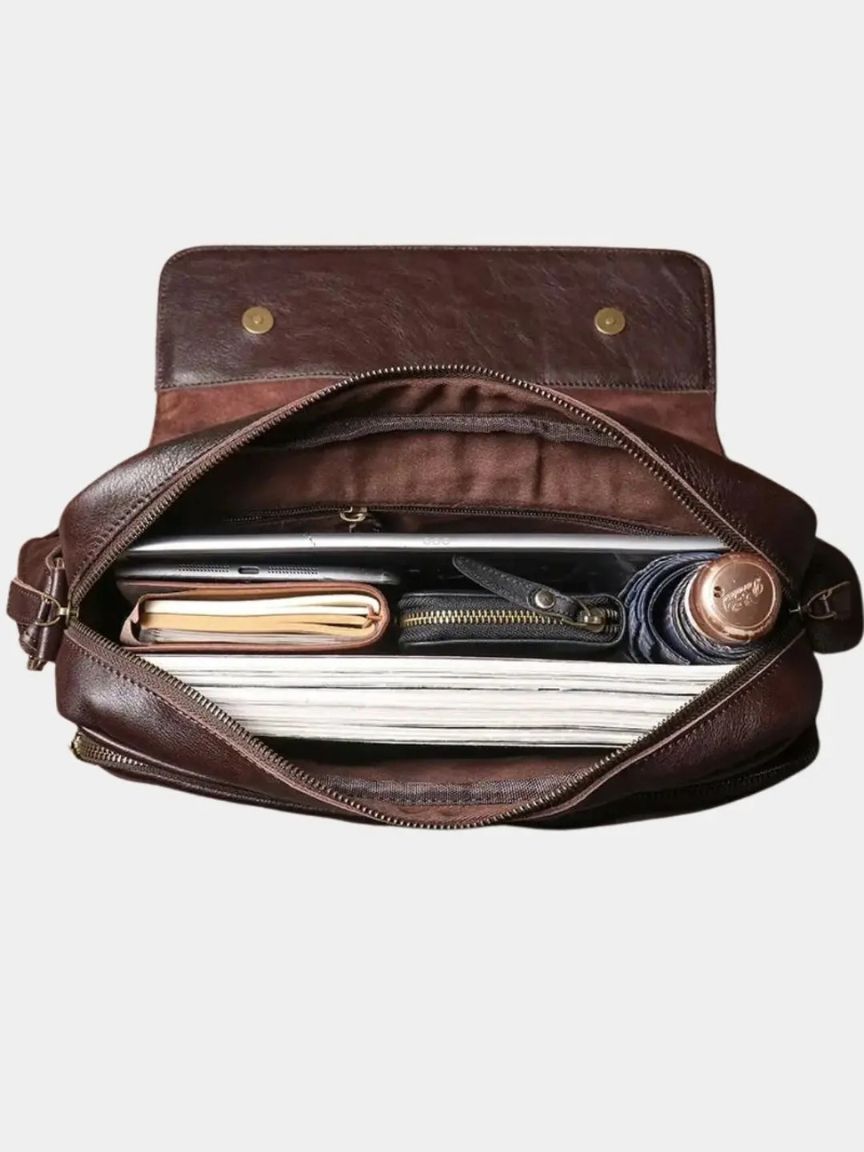 Classic Messenger Leather Bag - Cross & Crown