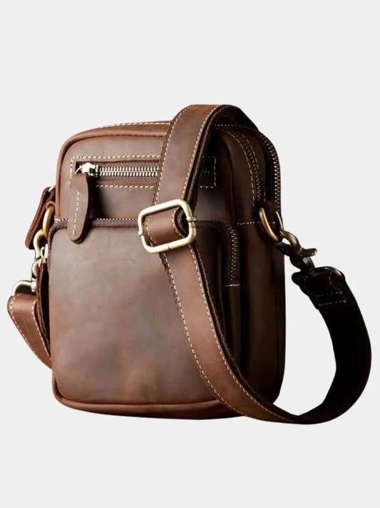 Retro Leather Men's Shoulder Bag - Cross & Crown