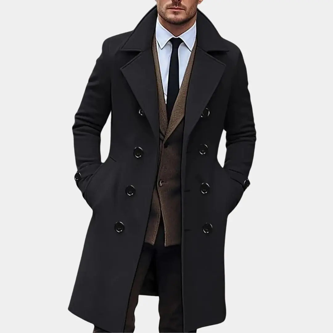 Men's autumn and winter new collection men's coat casual fashion double breasted mid length men's top coat Cross & Crown