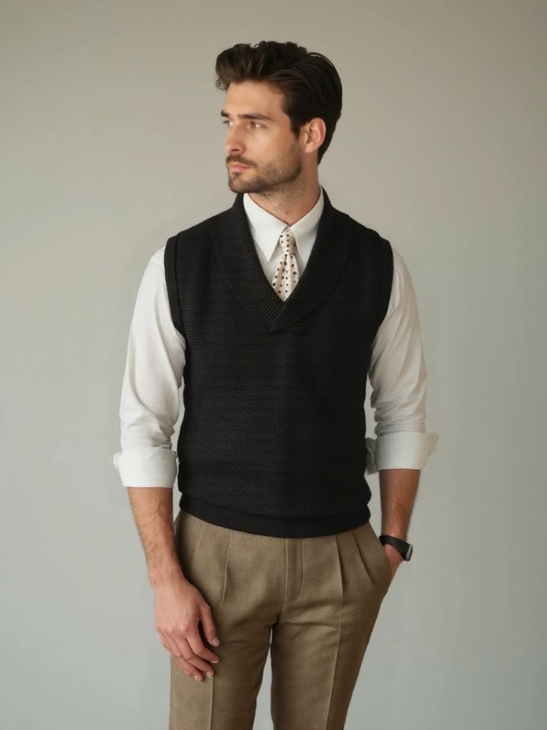 British Knit Vest Waistcoat - Cross & Crown