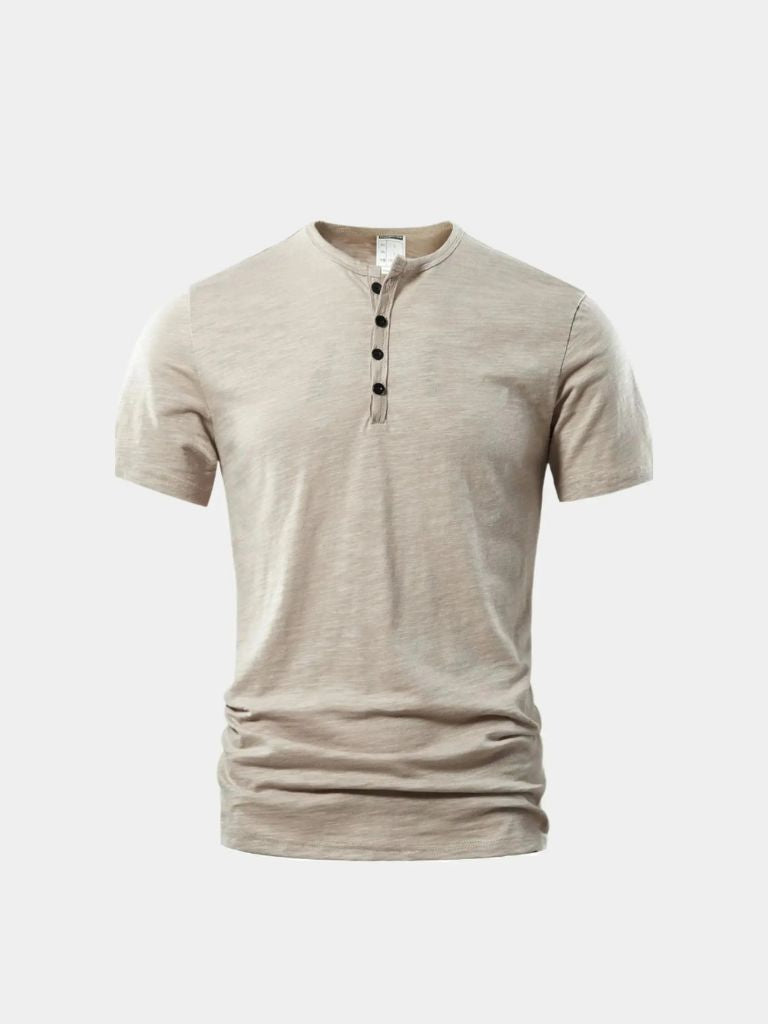 Camiseta informal esencial con cuello Henry - <tc>Cross & Crown</tc>