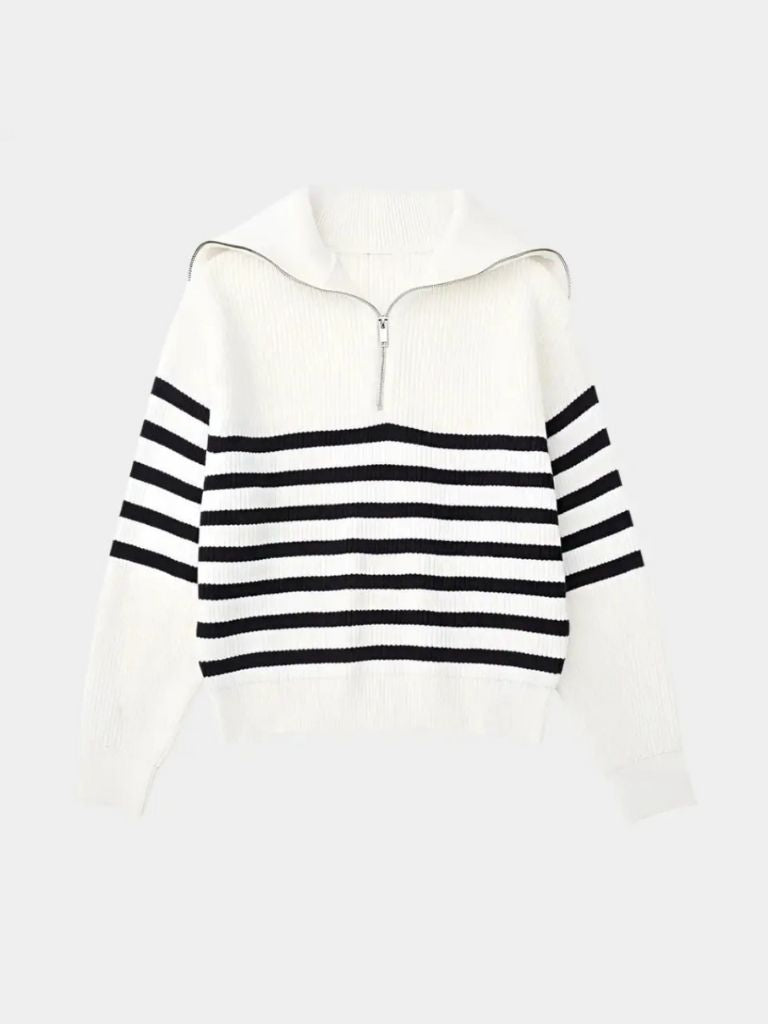 Maglione con zip a righe