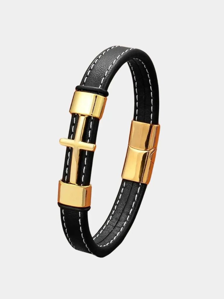 Cross Men's Bracelets Leather - Cross & Crown