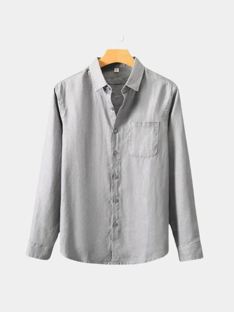 Camicia in lino essenziale a maniche lunghe - <tc>Cross & Crown</tc>