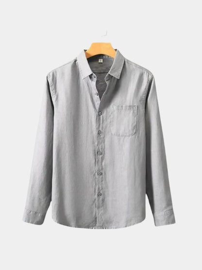 Camicia in lino essenziale a maniche lunghe - <tc>Cross & Crown</tc>