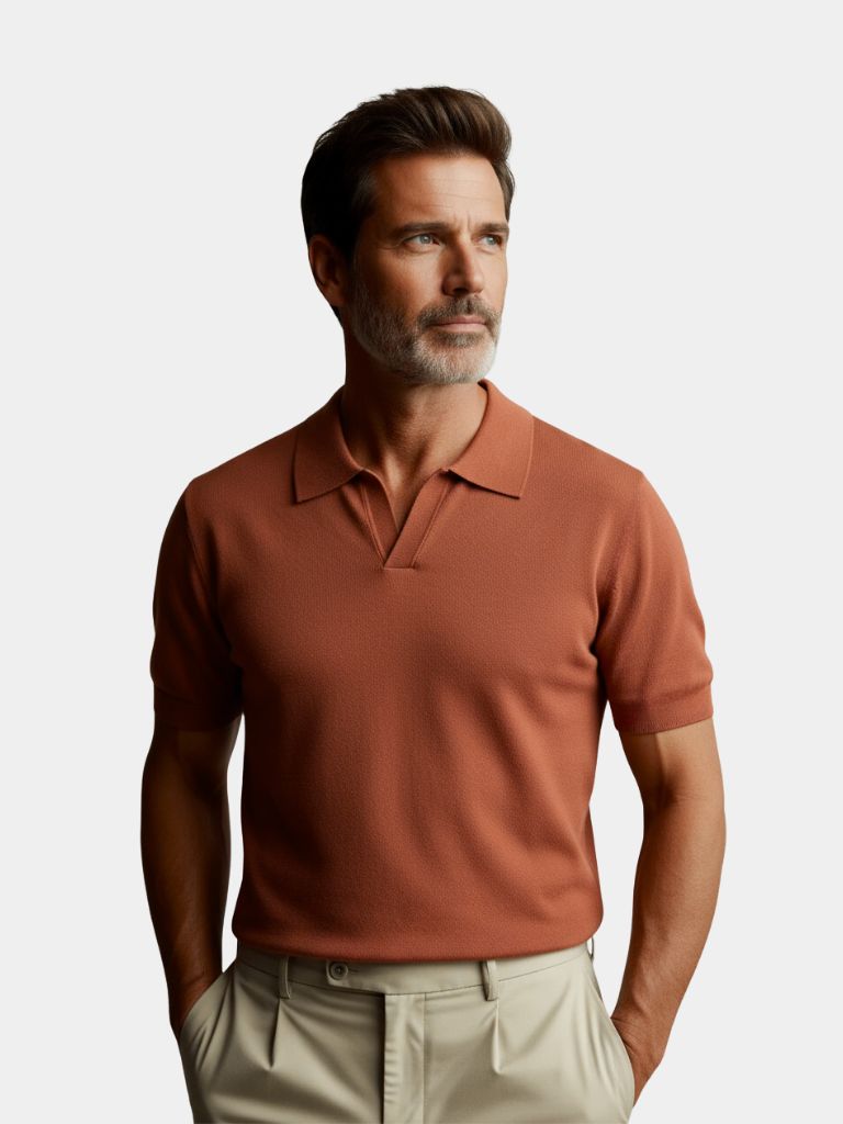 Casual Buttonless Knit Polo Shirt - Cross & Crown