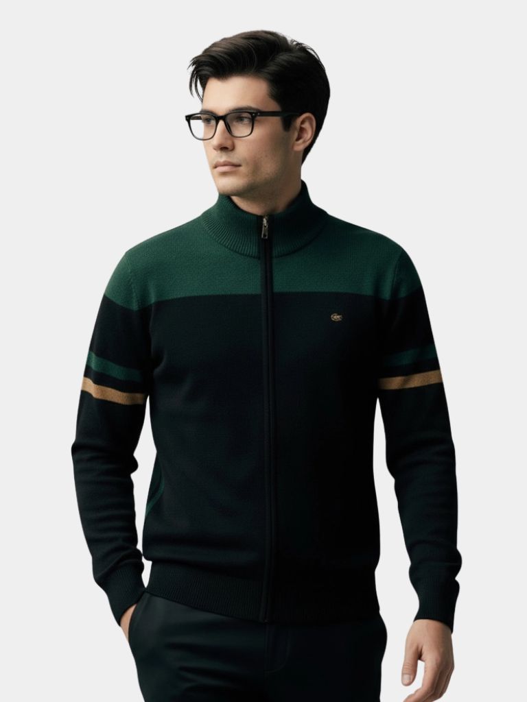 Cardigan Sweater Zipper Standing Collar Knitwear - Cross & Crown