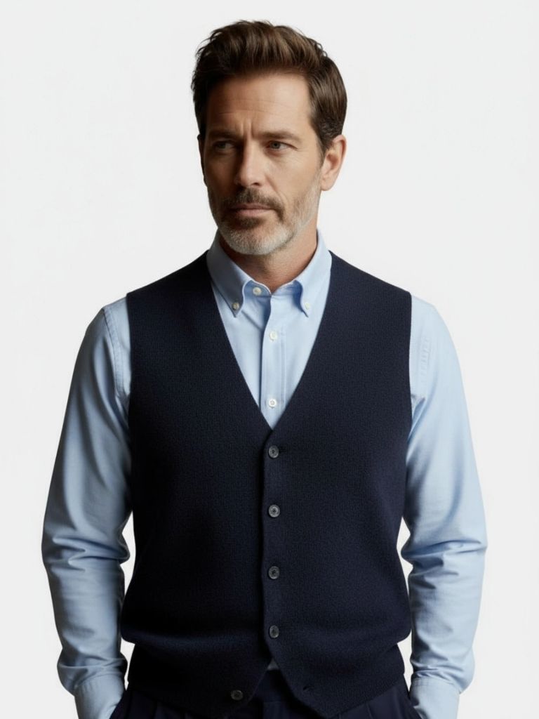 Cashmere Cardigan Vest  - Cross & Crown