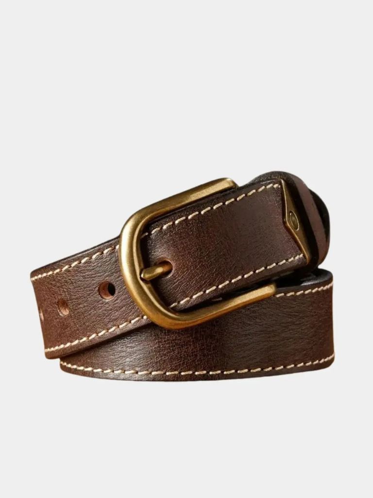 Vintage Leather Thickened Belt - Cross & Crown