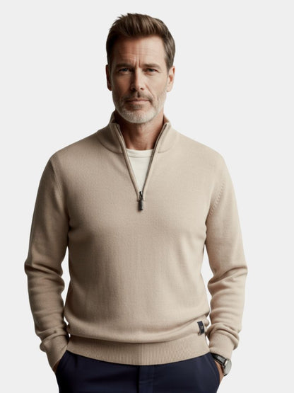 Half Zip Knitwear Solid Color Cardigan Sweater - Cross & Crown