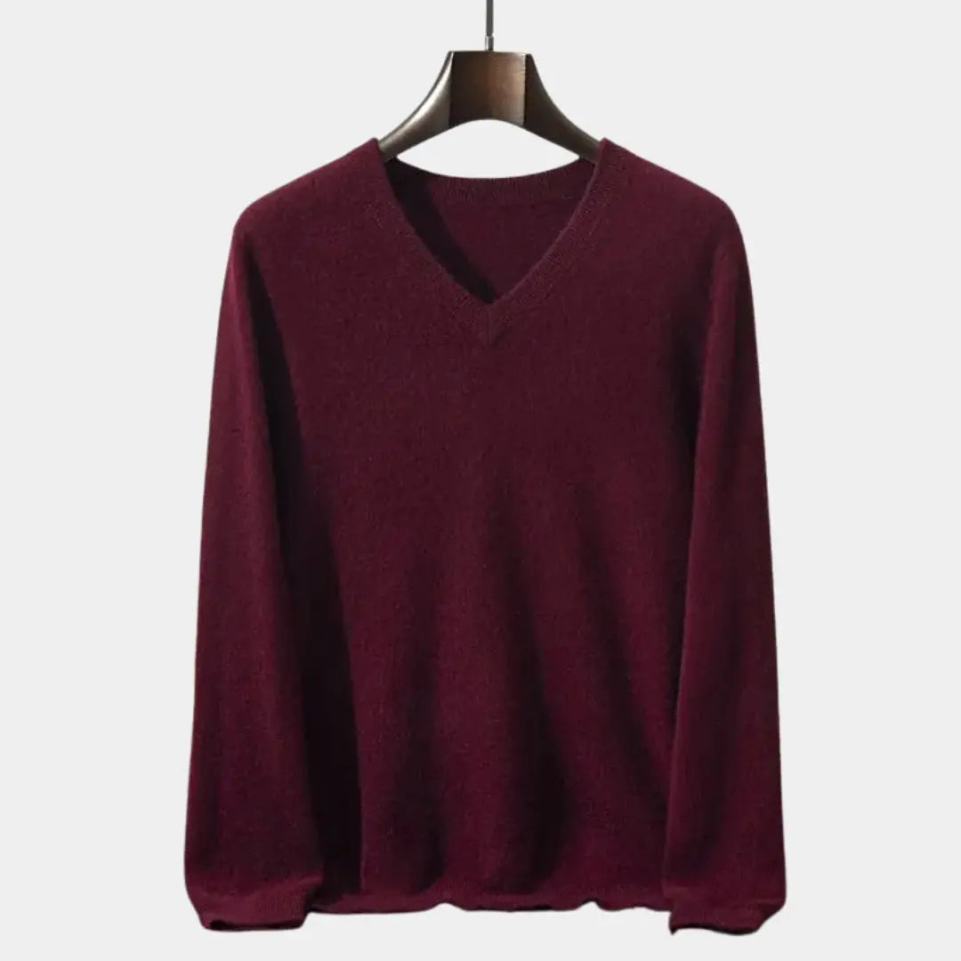 Cashmere V Neck Knitwear Sweater Cross & Crown