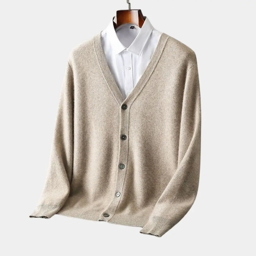 100% Merino Wool V Neck Knitwear Cardigan Sweater - Cross & Crown Cross & Crown