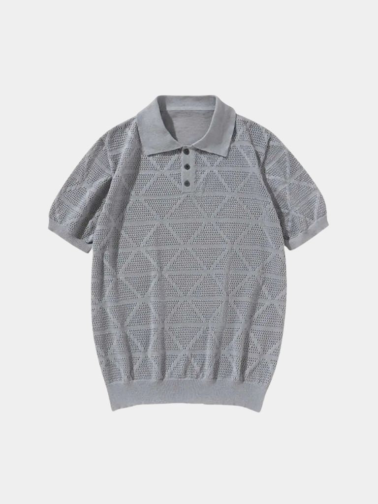 Textured Knit Polo Shirt - Cross & Crown