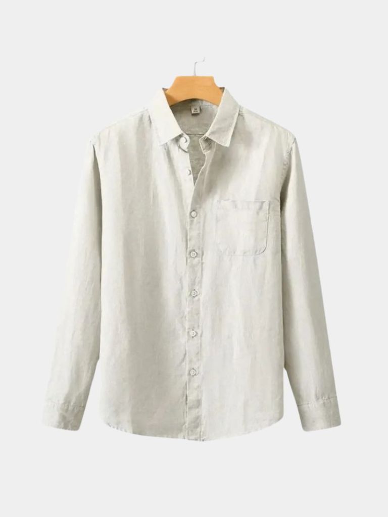 Camicia in lino essenziale a maniche lunghe - <tc>Cross & Crown</tc>