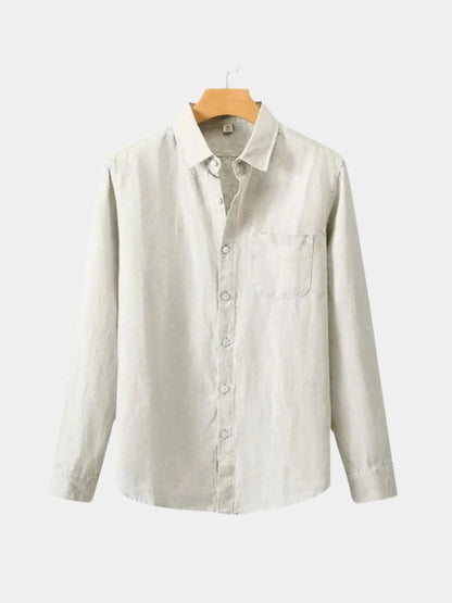 Camicia in lino essenziale a maniche lunghe - <tc>Cross & Crown</tc>