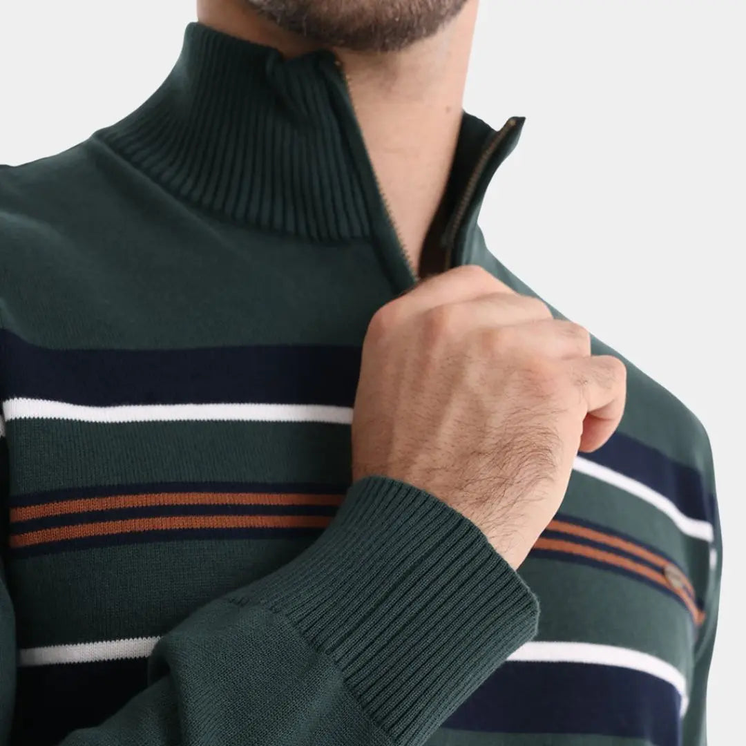 Knit Striped Quarter-Zip Jumper Sweater - Cross & Crown Cross & Crown