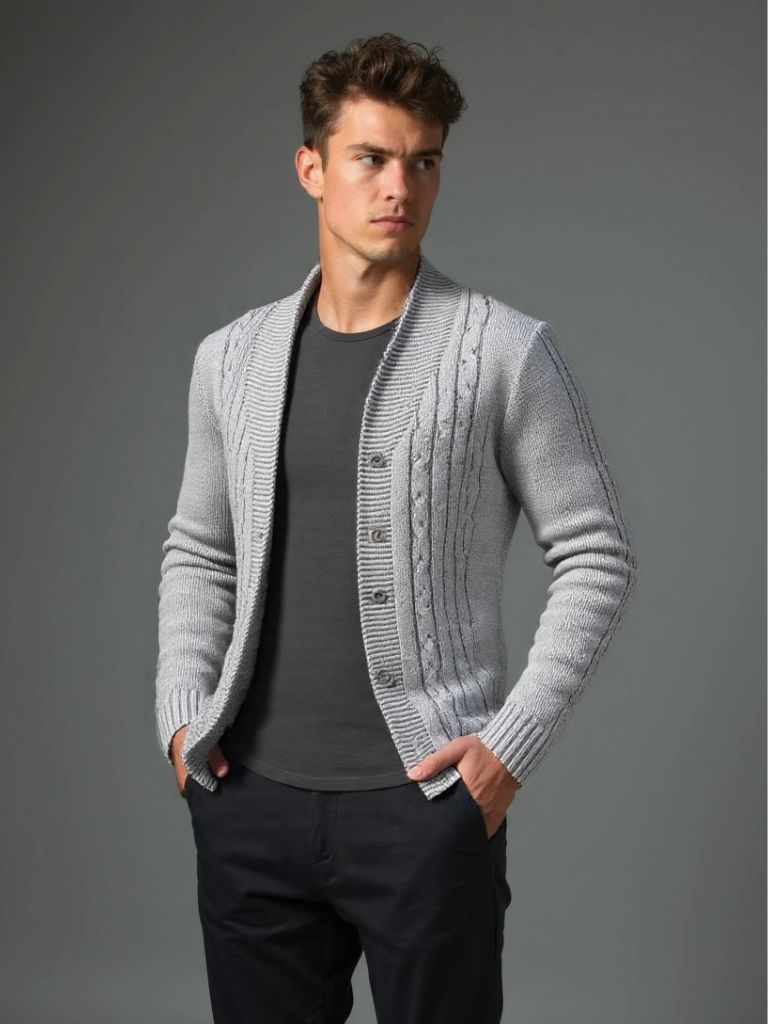 Men's Elegant Knit Cardigan - Cross & Crown