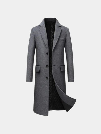 Mens Wool Blend Trench Coat - Cross & Crown