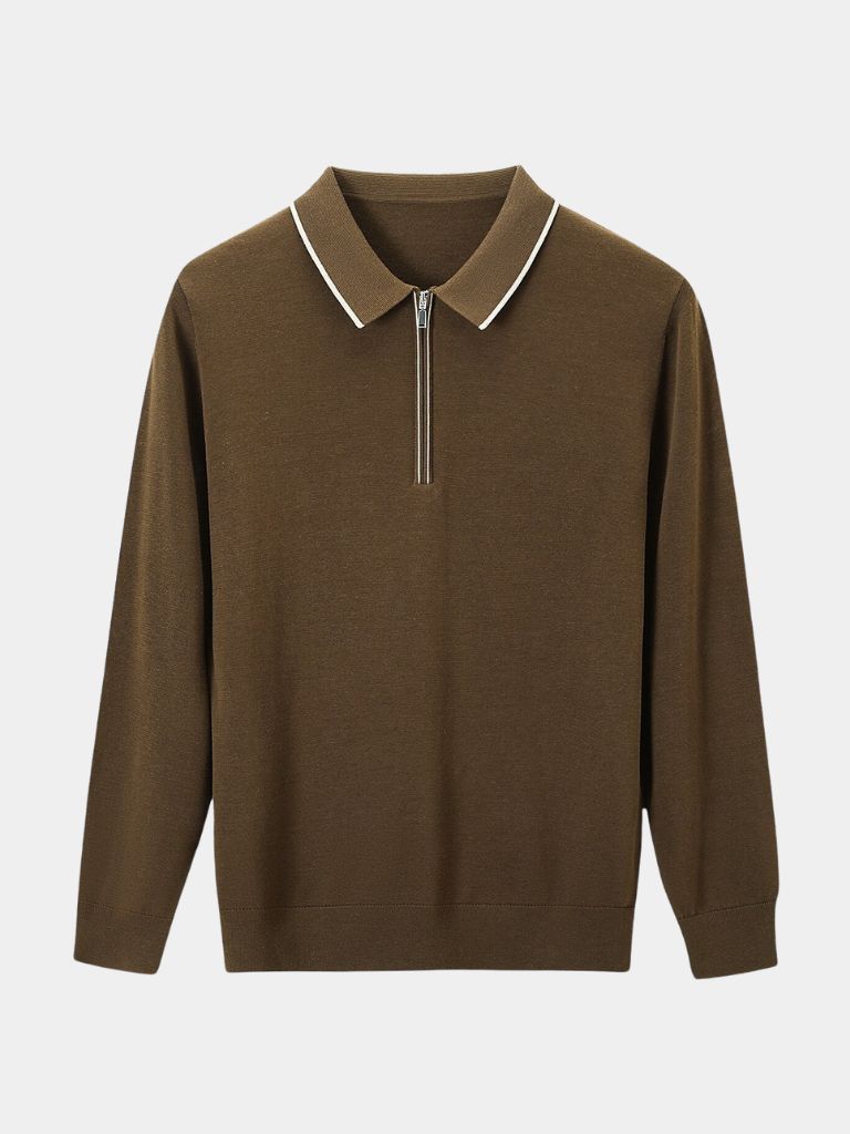 Ivory Elite Long Sleeve Polo – Cross & Crown
