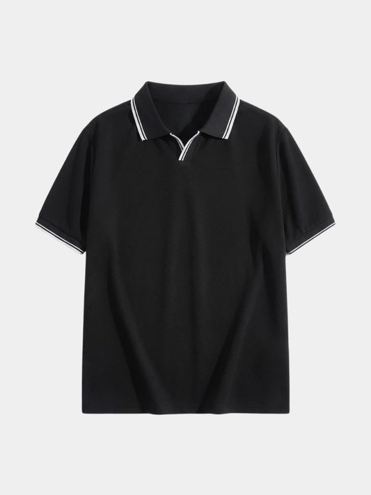 Timeless Black V-Neck Polo - Cross & Crown