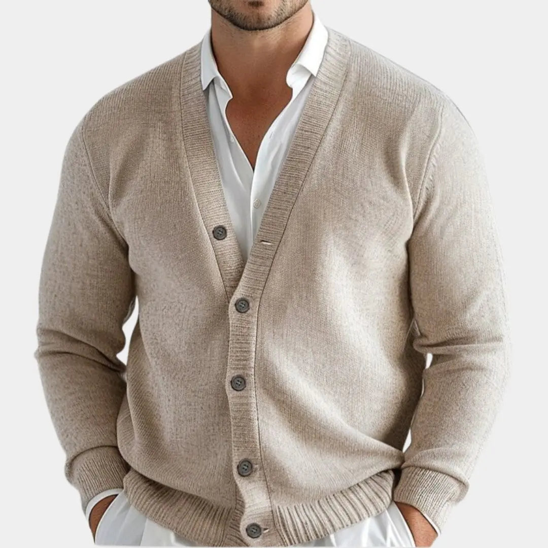 100% Merino Wool V Neck Knitwear Cardigan Sweater - Cross & Crown Cross & Crown