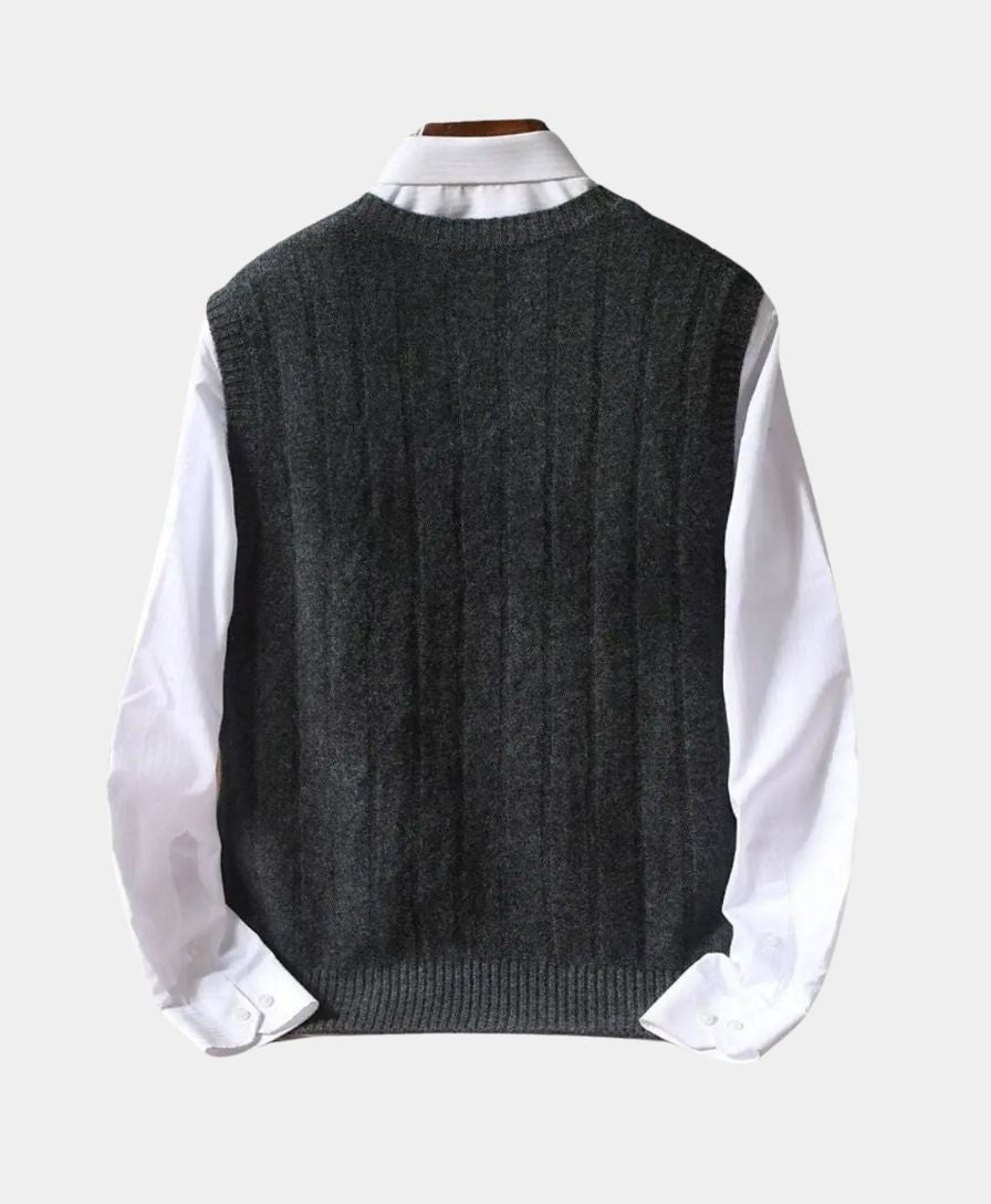 100% Merino Wool Pullover Sweater Vest - Cross & Crown